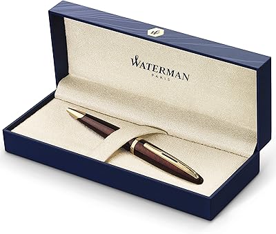 Stylo à bille karen waterman, ambre bleu marine avec clip en or 23