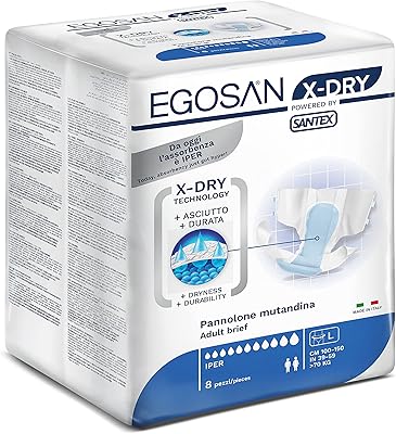 Culotte à couches pour incontinence adulte egosan avec technologie exclusive x-dry pour serviettes