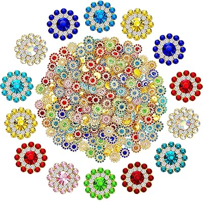 200 boutons en strass en forme de fleur de 12 mm avec cousus