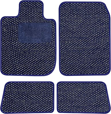 Tapis de sol b&b autosport e61192-s1a-co-buwt, bleu kaki, blanc, lot de 4