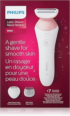 Rasoir électrique philips lady series 6000, sans fil avec 7 accessoires, brl146/00