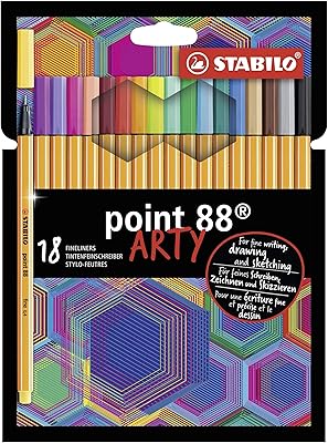 Stylo fine liner - portefeuille stabilo point 88 arte en 18 couleurs assorties