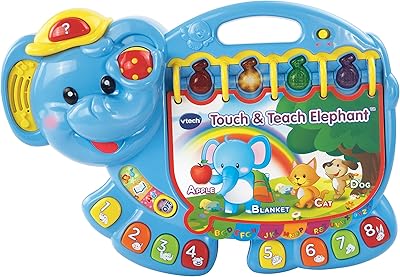 Livre d'apprentissage des mots vtech touch and teach avec motif éléphant, bleu, 80-158000