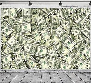 Beleco toile de fond en tissu de 2,1 x 1,5 m pour billets de banque en dollars américains benjamin franklin, toile de fond pour billets de 100 dollars, décorations de fête sur le thème de l'argent, décoration de salle de papier peint, toile de fond pour anniversaire, accessoires de studio photo vidéo. Faites-vous plaisir sans culpabiliser avec Diaytar