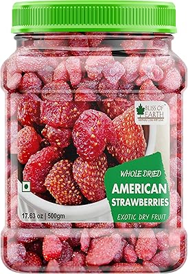 Fraises américaines entières séchées bliss of earth, 500 grammes, fruits secs sains et délicieux. Profitez des meilleurs deals du Sénégal sur Diaytar