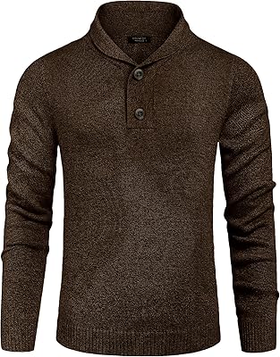 Pull décontracté tricoté à manches longues et col châle pour hommes