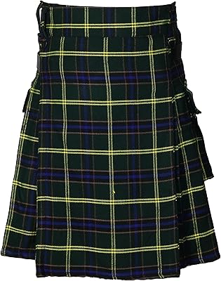 Kilt pour hommes avec lanières en cuir tartan de l'armée américaine, 16oz, kilts