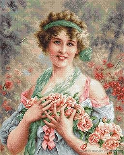 Kit de point de croix luca-s - la fille aux roses 28,5x35,5 cm