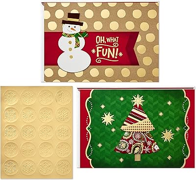 Assortiment de cartes de noël hallmark, bonhomme de neige et sapin de noël (40 cartes avec enveloppes et sceaux dorés). Des produits variés pour tous les besoins sur Diaytar Sénégal