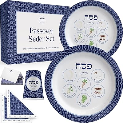 Ensemble de fête design d'assiettes de seder en papier de pâque - assiettes