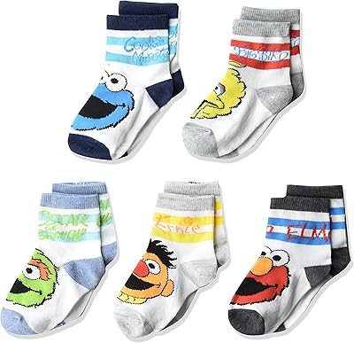 Chaussettes décontractées unisexes pour enfants sesame street, paquet de 5 chaussettes décontractées