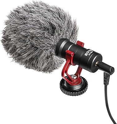 Microphone canon cardioïde universel boya pour smartphone et pc avec clip téléphone mm1