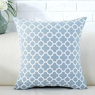 Housse de coussin tawson à motif quadrilobe marocain bleu clair housse en tissu