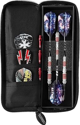 Étui salvo fin en nylon noir avec espace pour les voyages ouverts, 6 poches pour ranger accessoires et 3 fléchettes à pointe souple ou en acier, taille unique de case master. Diaytar Sénégal : L'e-commerce qui vous ressemble