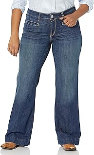 Pantalon grande taille pour femme, jean extensible taille moyenne lucy, jambe large
