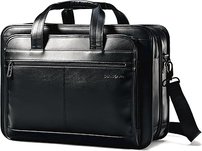 Cartable extensible en cuir samsonite, noir, 17", mallette extensible en cuir