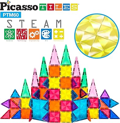 Picassotiles 60 pièces bloc de construction magnétique série mini diamant taille voyage ensemble