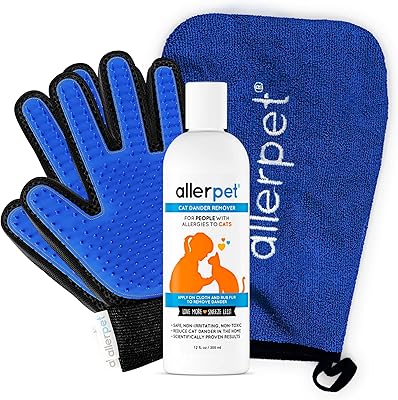 Dissolvant de squames de chat allerpet avec paire de gants et mitaines