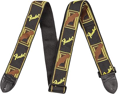 Sangle de guitare fender lettered 2 pouces noir/jaune/marron