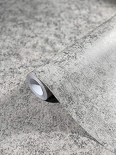 Papier peint intissé gris argenté brillant aspect béton brillant pour le salon