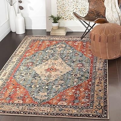 Kimode boho tribal design tapis 90x150cm style bohème d'entrée fausse laine