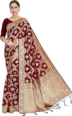 Sari tissé en soie banarasi pour femme | sari de mariage indien traditionnel