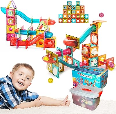 Ensemble de blocs de construction magnétiques en marbre de 128 pièces kit éducatif