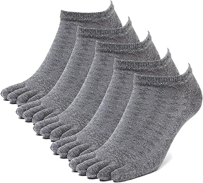 Chaussettes invisibles en coton pour hommes, chaussettes crew sports à cinq orteils, 5