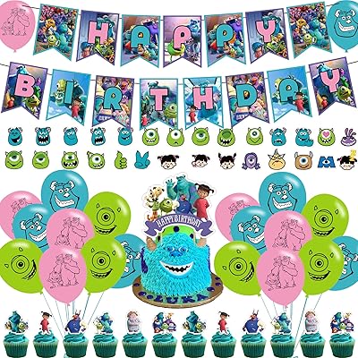 Décorations de fournitures de fête monster inc avec 1 bannière de dessin animé