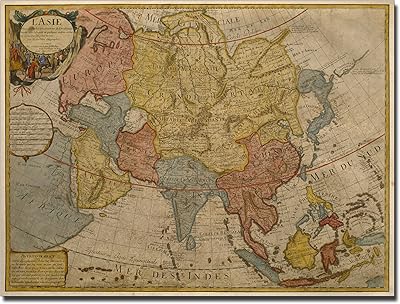 Carte de l'asie 1700 par paris guillaume delilse, œuvre murale sur toile