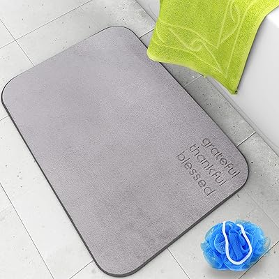 Bloom. tapis de bain antidérapant super absorbant - 40 x 60 - tapis de bain à séchage rapide facile à nettoyer, tapis de bain de luxe en mousse à mémoire de forme ultra douce, tapis de sol épais affirmation positive (gris). Plus de choix, moins de dépenses avec Diaytar