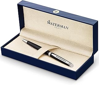 Stylo à bille waterman hemispher ct noir mat, pointe moyenne, encre bleue
