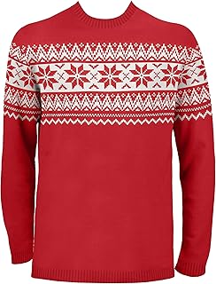 Pull de noël rouge british nordic fairisle pour hommes sweat-shirt de noël écologique