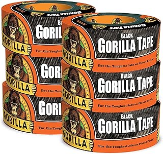 Ruban adhésif renforcé gorilla, 1,88" * 12 mètres, noir (paquet de 6)
