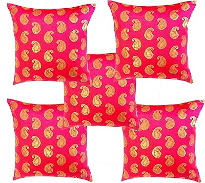 Housse de coussin carrée à motif floral jacquard pink parrot (16"x16", bleu sarcelle)