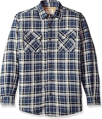 Chemise en flanelle boutonnée à manches longues et doublée sherpa pour hommes
