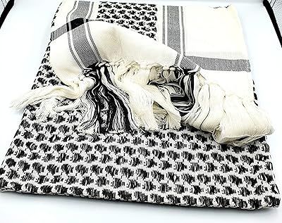 Écharpe arabe arafat keffiyeh désert de shemagh palestine original moyen-orient noir/blanc, blanc, l