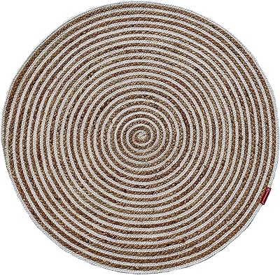 Tapis de sol ramsha fait main tressé en jute naturel et coton
