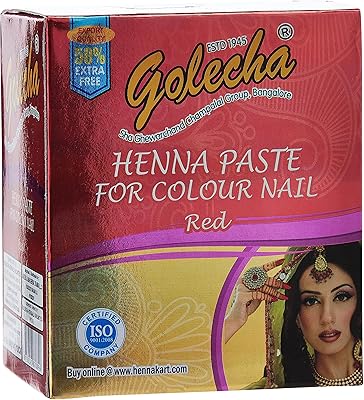 Pâte de henné golecha 100 % pure pour ongles, 10 g - rouge