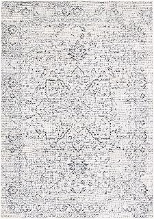 Tapis traditionnel mis à jour verse works, 1'11" x 2'1", noir et beige