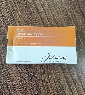 Papier test johnson red litmus, 003.33c, ph 7, 100 bandelettes/paquet