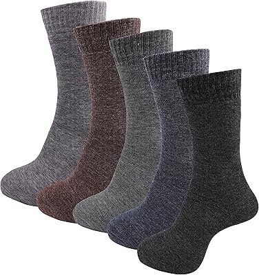 Chaussettes d'hiver en laine pour hommes (multicolores taille unique) pack combiné de 5