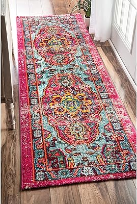Tapis de passage bohème vintage nalom corbett, 2'6" x 10', multicolore