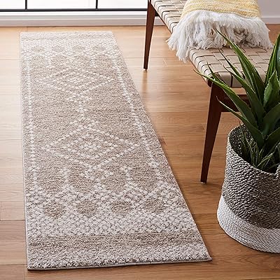 Safavieh tunisie collection 2" x 8" tan/ivoire tun741e tapis tribal marocain non faux