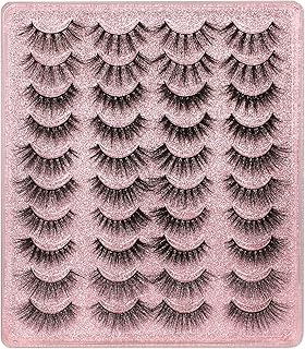 20 paires de faux cils 3d en fausse fourrure de vison ondulés naturels