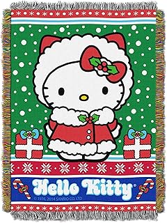 Couverture de canapé tricotée sanrio hello kitty \"snow kitty\", taille 48" x 60"