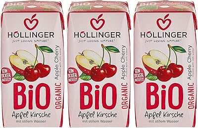 Jus de pomme et de cerise biologique hollinger, 200 ml, paquet de 3