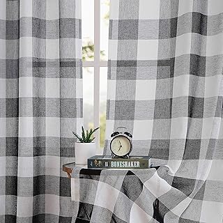 108" rideau transparent à carreaux vichy à carreaux de buffle, panneau de traitement